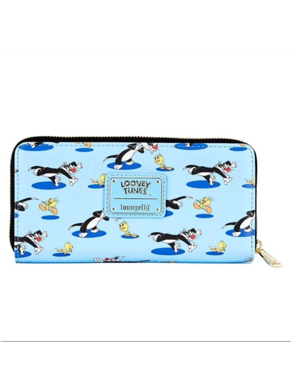 ✤ New LOUNGEFLY Ziparound Wallet LOONEY TUNES Tweety Sylvester Bird Cat Sky Blue